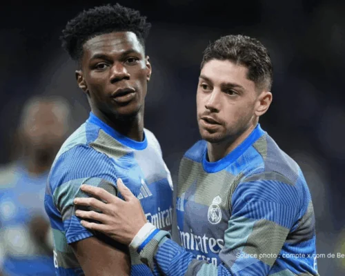 Aurélien Tchouaméni et Federico Valverde lors d'une séance d'entraînement du Real Madrid à Valdebebas — altercation avant le Clásico Barcelone Real Madrid 10 mai 2026