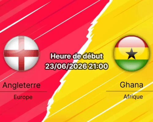 Pronostic Angleterre Ghana – Gillette Stadium Foxborough, Groupe L Coupe du Monde 2026, 23 juin 2026