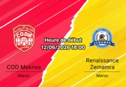 Pronostic COD Meknes Renaissance Zemamra – Stade d'Honneur Meknès, Botola Pro Journée 24, 12 juin 2026