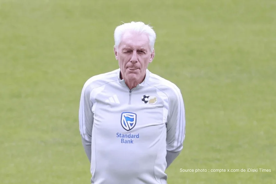 Hugo Broos entraîneur Afrique du Sud en conférence de presse avant Bafana Bafana Mexique 11 juin 2026 – Coupe du Monde Groupe A Estadio Azteca