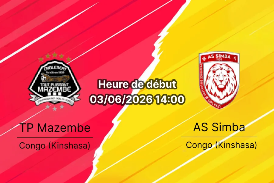 Pronostic TP Mazembe AS Simba – Stade TP Mazembe Lubumbashi, playoffs Illicocash Ligue 1, 3 juin 2026