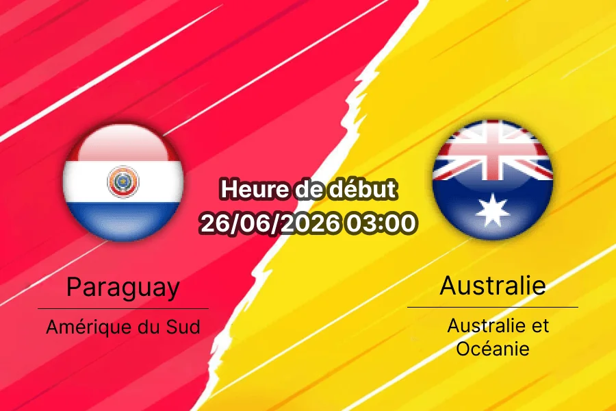 Pronostic Paraguay Australie – Levi's Stadium de Santa Clara, Coupe du Monde 2026, Groupe D, 3e journée, 26 juin 2026