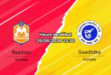 Pronostic Raadsan Gaadiidka – Mogadishu Stadium, Somali Premier League 29 juin 2026