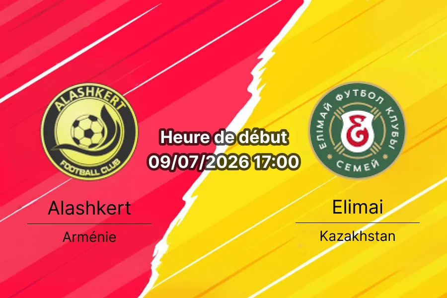 Pronostic Alashkert Elimai – Stade FFA Academy d'Erevan, Ligue Conférence UEFA 1er tour de qualification 9 juillet 2026