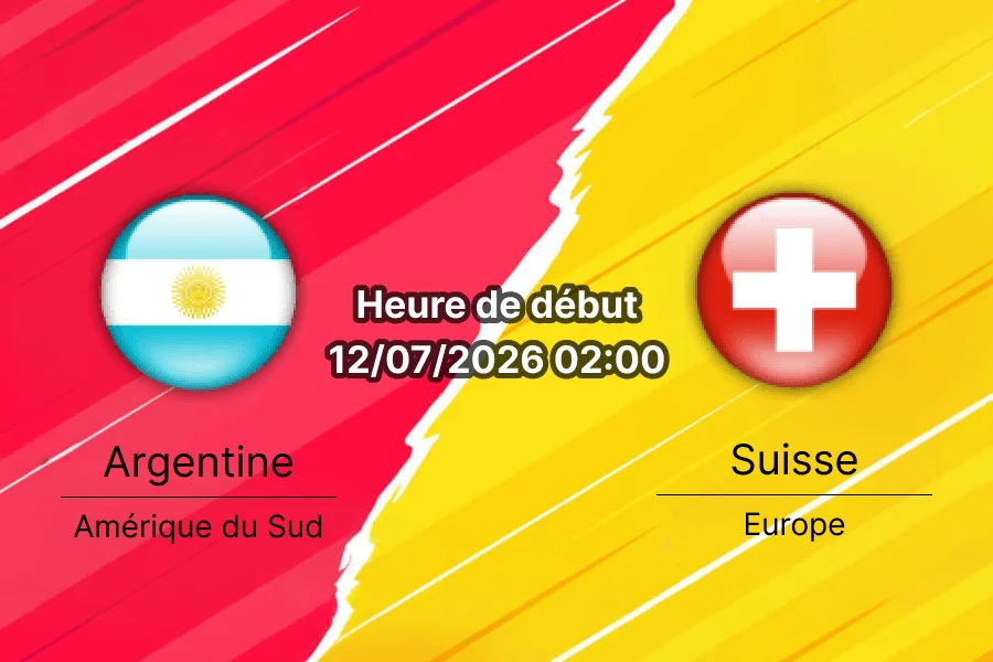 Pronostic Argentine Suisse – Arrowhead Stadium Kansas City, quart de finale Coupe du Monde 2026, 12 juillet