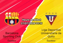 Pronostic Barcelona SC LDU Quito – Estadio Monumental Banco Pichincha Guayaquil, Liga Pro Tour 22 27 juillet 2026