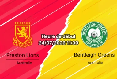 Pronostic Preston Lions Bentleigh Greens – Connor Reserve Melbourne Australie, NPL Victoria Round 22 24 juillet 2026