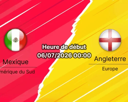 Pronostic Mexique Angleterre – Estadio Azteca Mexico City, 8e de finale Coupe du Monde 2026, 6 juillet 2026