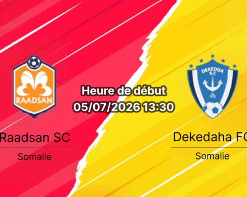 Pronostic Raadsan Dekedda — Mogadishu Stadium, Somali National League, 5 juillet 2026 à 11h30 WAT