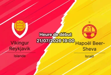 Pronostic Vikingur Reykjavik Hapoël Beer-Sheva – Víkingsvöllur Reykjavik, Ligue des champions UEFA 2e tour qualificatif aller, 21 juillet 2026