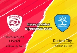 Pronostic Sekhukhune United Durban City – New Peter Mokaba Stadium Polokwane, Betway Premiership Tour 1 1er août 2026
