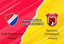 Pronostic 3 de Noviembre Sportivo Carapeguá – División Intermedia Paraguay Tour 17, 3 août 2026