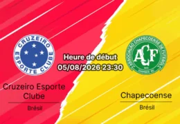 Pronostic Cruzeiro Chapecoense – Mineirão Belo Horizonte, Copa do Brasil oitavas de final retour, 5 août 2026