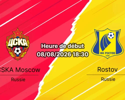 Pronostic CSKA Moscou Rostov – VEB Arena Moscou, Premier Liga russe Round 3, 8 août 2026