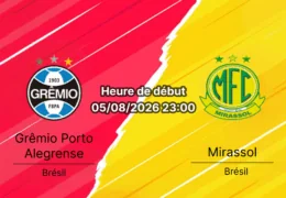 Pronostic Grêmio Mirassol – Arena do Grêmio Porto Alegre, Copa do Brasil oitavas retour, 5 août 2026