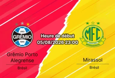 Pronostic Grêmio Mirassol – Arena do Grêmio Porto Alegre, Copa do Brasil oitavas retour, 5 août 2026