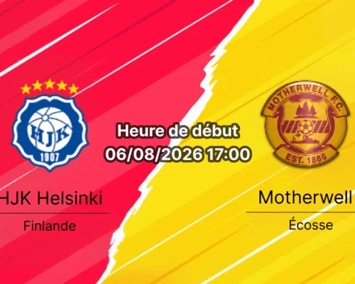 Pronostic HJK Helsinki Motherwell FC – Bolt Arena Helsinki, Conference League 3e tour qualification, 6 août 2026