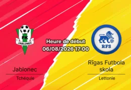 Pronostic Jablonec Rigas Futbola skola – Stadion Střelnice, Conference League 3e tour qualification, 6 août 2026