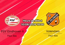 Pronostic Jong PSV Volendam – De Herdgang Eindhoven, Eerste Divisie Tour 1, 10 août 2026