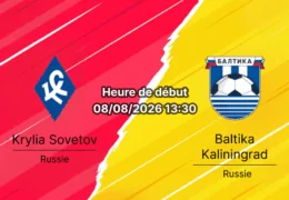 Pronostic Krylia Sovetov Baltika Kaliningrad – Samara Arena, Premier Liga russe Round 3, 8 août 2026