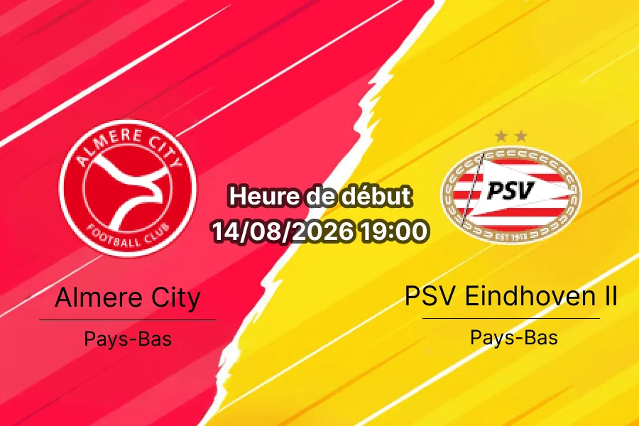 Pronostic Almere City Jong PSV – Yanmar Stadion Almere, Eerste Divisie 14 août 2026