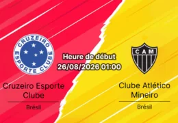 Pronostic Cruzeiro Atlético Mineiro – Mineirão Belo Horizonte, Copa do Brasil quarts de finale 26 août 2026