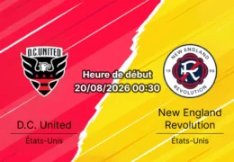 Pronostic DC United New England Revolution – Audi Field Washington, MLS 20 août 2026