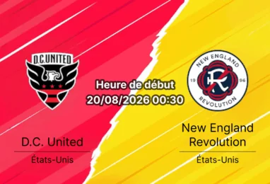 Pronostic DC United New England Revolution – Audi Field Washington, MLS 20 août 2026