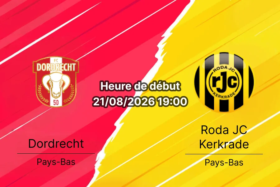 Pronostic Dordrecht Roda JC Kerkrade – M-Scores Stadion, Eerste Divisie 21 août 2026