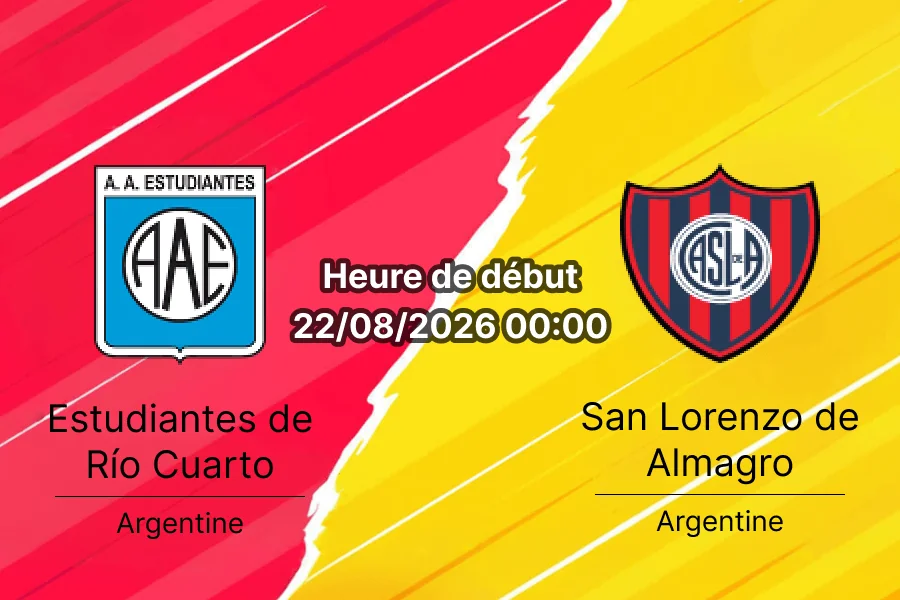 Pronostic Estudiantes Rio Cuarto San Lorenzo – Estadio Antonio Candini, Liga Profesional Clausura 22 août 2026