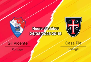 Pronostic Gil Vicente Casa Pia – Estádio Cidade de Barcelos, Liga Portugal jornada 3, 24 août 2026