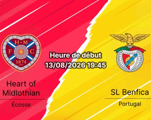 Pronostic Hearts Benfica – Tynecastle Park Edinburgh, Europa League 3e tour 13 août 2026