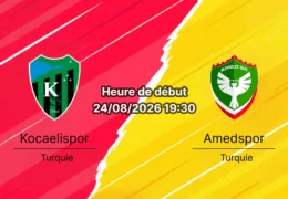 Pronostic Kocaelispor Amedspor – Kocaeli Stadyumu, Süper Lig journée 2, 24 août 2026