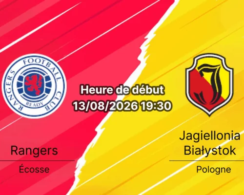 Pronostic Rangers Jagiellonia – Ibrox Stadium Glasgow, Europa League 3e tour 13 août 2026