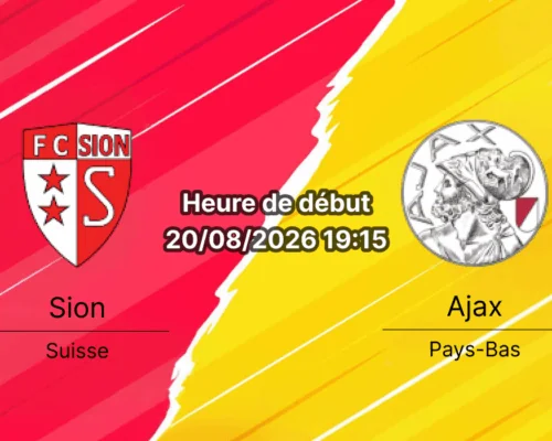 Pronostic Sion Ajax – Stade de Tourbillon Sion, Conference League 20 août 2026