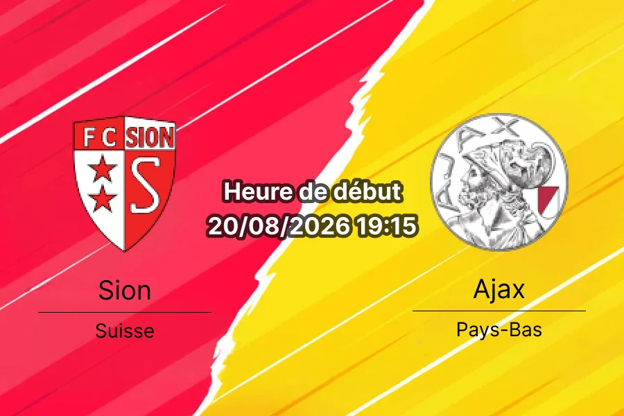 Pronostic Sion Ajax – Stade de Tourbillon Sion, Conference League 20 août 2026