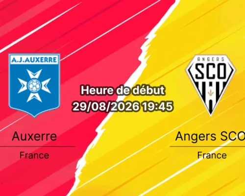 Pronostic Auxerre Angers – Stade de l'Abbé-Deschamps, Ligue 1 2e journée 29 août 2026
