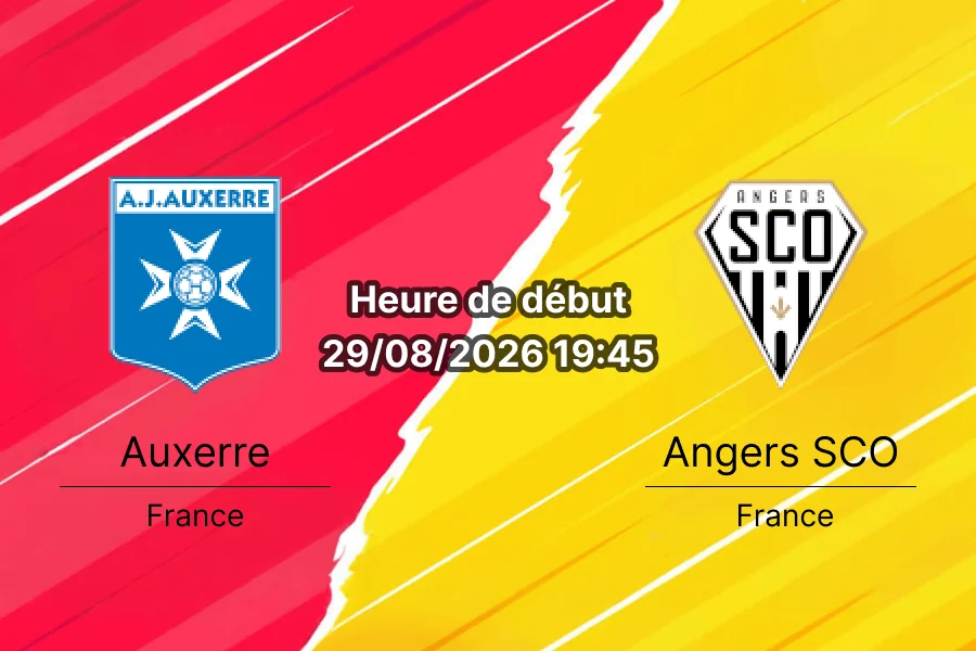 Pronostic Auxerre Angers – Stade de l'Abbé-Deschamps, Ligue 1 2e journée 29 août 2026