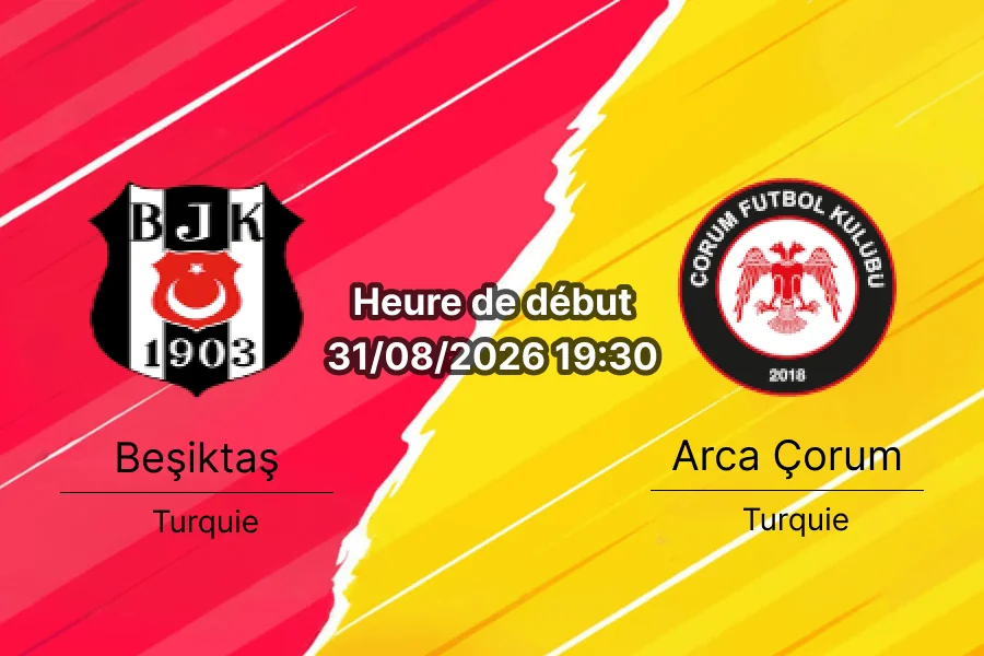 Pronostic Beşiktaş Arca Çorum – Vodafone Park Istanbul, Süper Lig 3e journée 31 août 2026