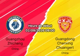 Pronostic Guangzhou Zhicheng Guangdong Chenxing – Guangzhou International Finance Island Football Park 2 septembre 2026