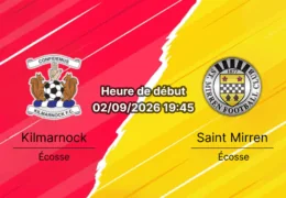 Pronostic Kilmarnock Saint Mirren – Rugby Park, Scottish Premiership 5e journée 2 septembre 2026