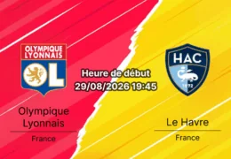 Pronostic Lyon Le Havre – Parc Olympique Lyonnais, Ligue 1 2e journée 29 août 2026
