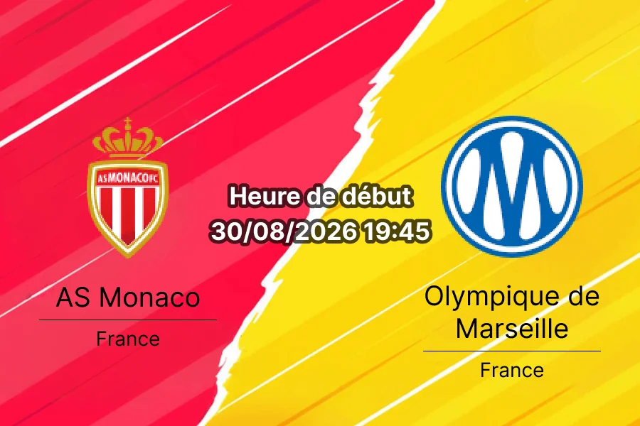 Pronostic Monaco Marseille – Stade Louis-II, Ligue 1 2e journée 30 août 2026