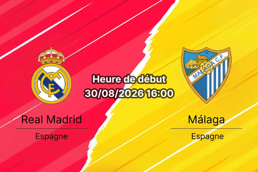 Pronostic Real Madrid Málaga – Santiago Bernabéu, La Liga 3e journée 30 août 2026