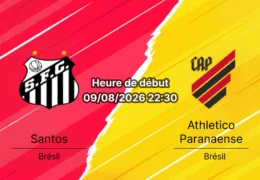 Pronostic Santos Clube Atlético Paranaense – Vila Belmiro São Paulo, Série A Rodada 22, 9 août 2026