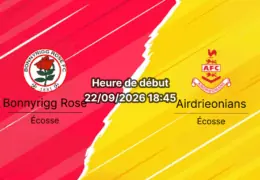 Pronostic Bonnyrigg Rose Airdrieonians – New Dundas Park à Bonnyrigg, phase de ligue de la Scottish Challenge Cup 2026/2027, 22 septembre 2026