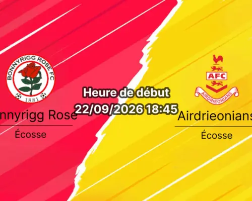 Pronostic Bonnyrigg Rose Airdrieonians – New Dundas Park à Bonnyrigg, phase de ligue de la Scottish Challenge Cup 2026/2027, 22 septembre 2026
