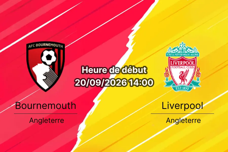 Pronostic Bournemouth Liverpool – Vitality Stadium, Premier League journée 5, 20 septembre 2026