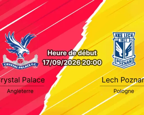 Pronostic Crystal Palace Lech Poznań – Selhurst Park Londres, Europa League tour 1, 17 septembre 2026