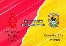 Pronostic Nottingham Forest Coventry City – City Ground, Premier League journée 5, 19 septembre 2026